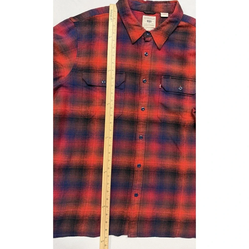 Levi's Relaxed Jackson Worker Flannel Shirt Men's XL Shadow Plaid Long Sleeve